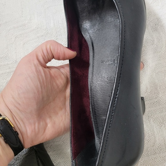 Tamaris Black Leather Round Toe Block 3" Heel Pumps Touch It Footbed EU 42 US 10 - Picture 13 of 15